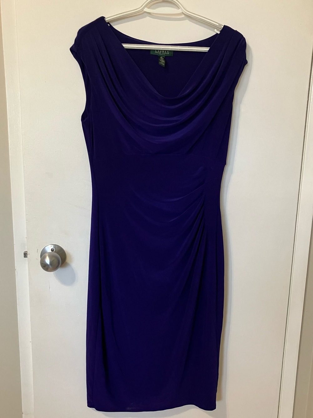 Ralph Lauren Royal Purple Draped Sheath Dress